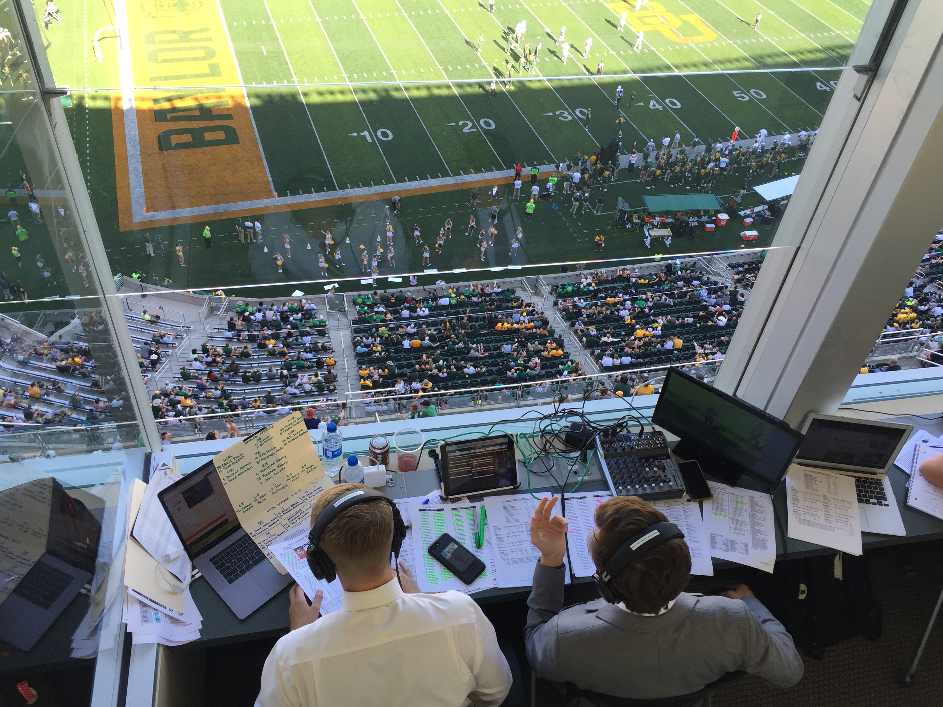 Football game in Baylor Stadium for Radio/Podcast